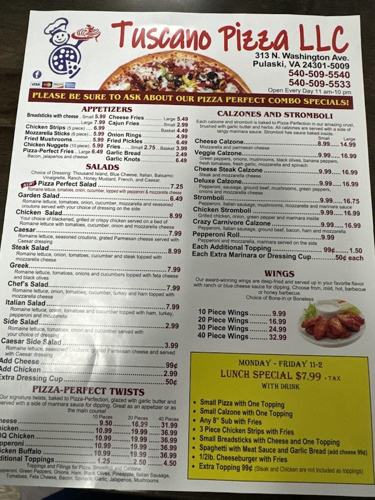 Tuscano Pizza Menu image 3